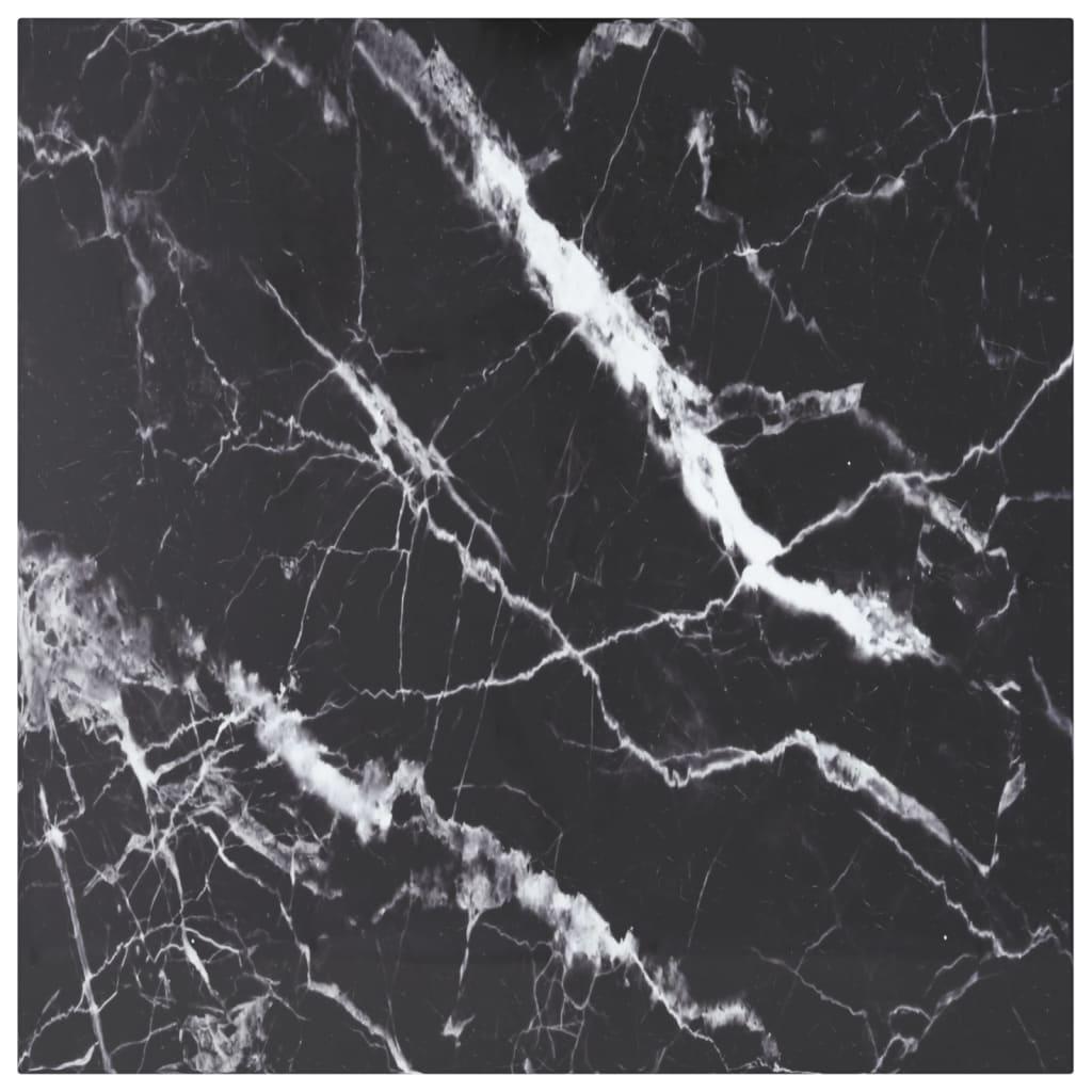 Bordplade 70x70 cm 6 mm hærdet glas med marmordesign sort