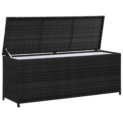 Udendørs opbevaringskasse 150x50x60 cm polyrattan sort