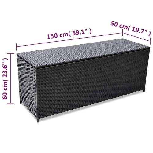 Udendørs opbevaringskasse 150x50x60 cm polyrattan sort