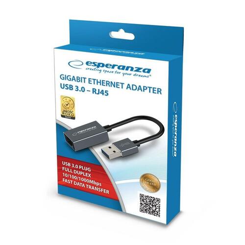 Esperanza USB til Ethernet-adapter ENA101, 18 cm (USB Micro-A til RJ45, 1000 Mbps)
