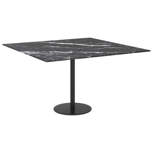 Bordplade 70x70 cm 6 mm hærdet glas med marmordesign sort
