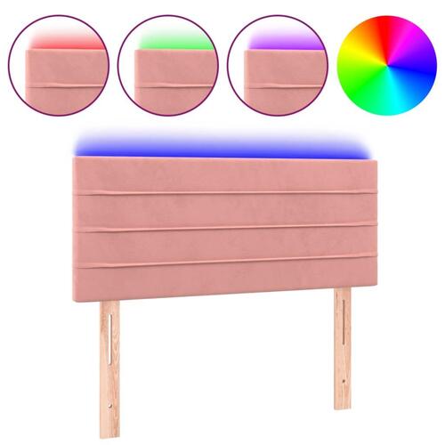 Sengegavl med LED-lys 80x5x78/88 cm velour lyserød