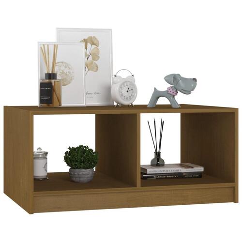 Sofabord 75x50x33,5 cm massivt fyrretræ gyldenbrun