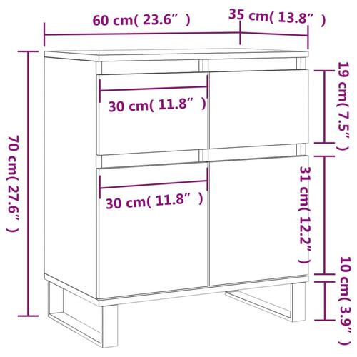 Skænk 60x35x70 cm konstrueret træ hvid
