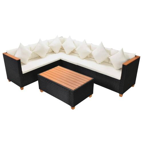 Loungesæt til haven 4 dele med hynder polyrattan sort