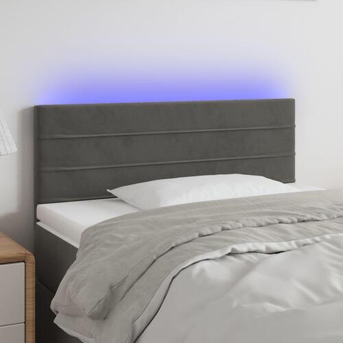Sengegavl med LED-lys 90x5x78/88 cm fløjl mørkegrå