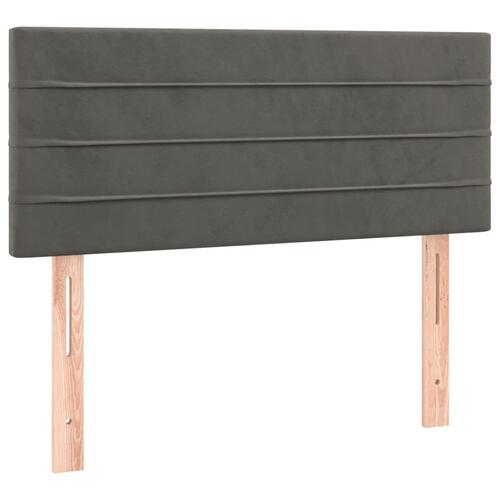 Sengegavl med LED-lys 90x5x78/88 cm fløjl mørkegrå