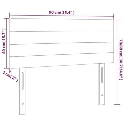 Sengegavl med LED-lys 90x5x78/88 cm fløjl mørkegrå