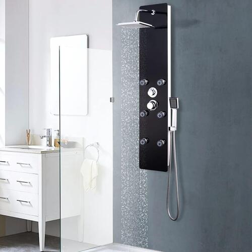 Bruserpanel glas 25 x 44,6 x 130 cm sort