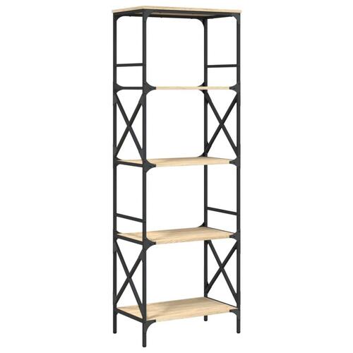 Bogreol 5 hylder 59x35x171 cm konstrueret træ sonoma-eg