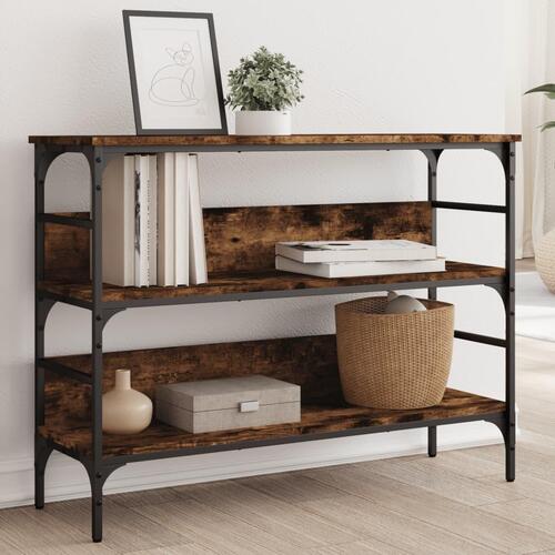 Konsolbord 100x32x75 cm konstrueret træ røget egetræsfarve