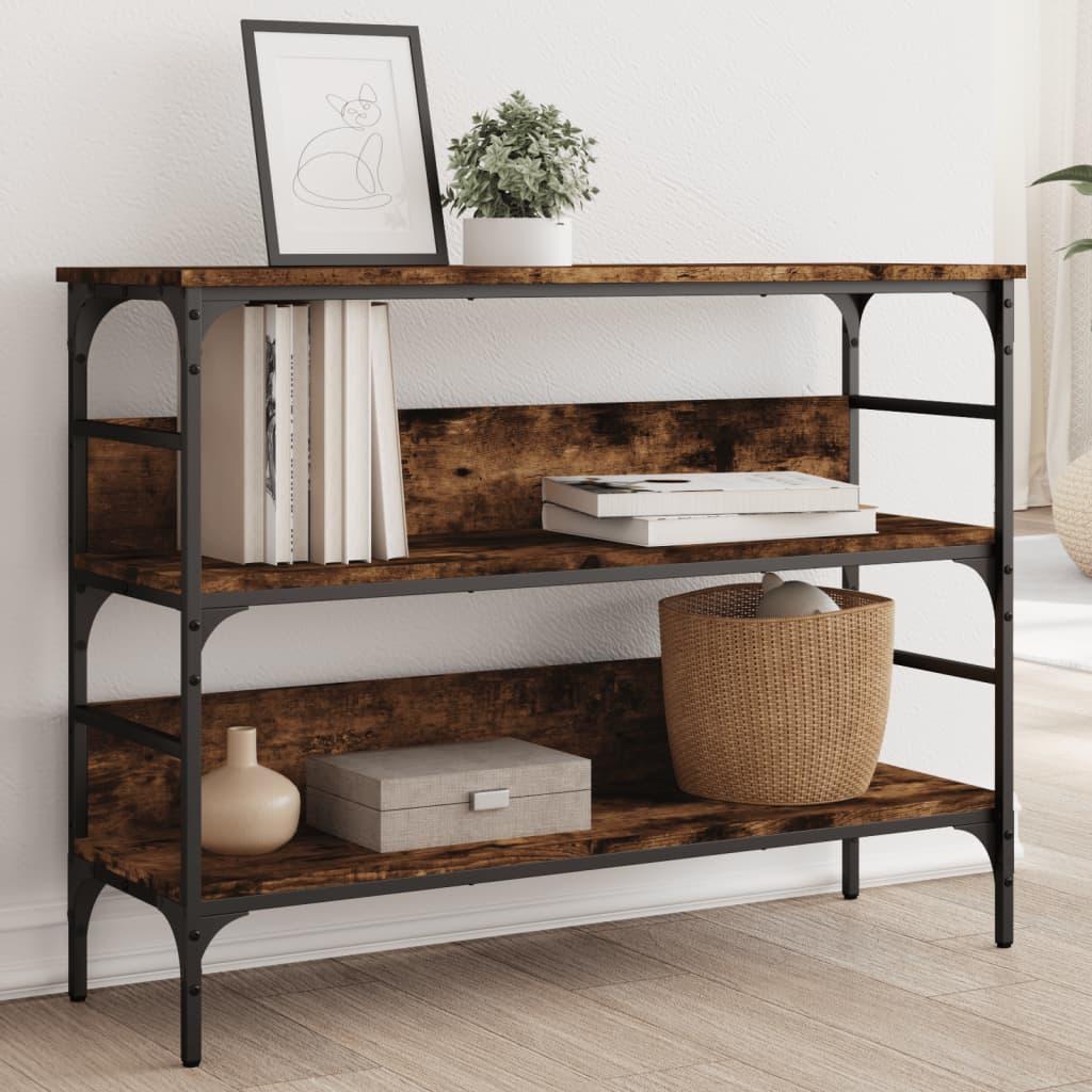 Konsolbord 100x32x75 cm konstrueret træ røget egetræsfarve
