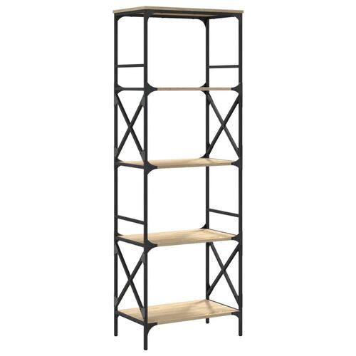 Bogreol 5 hylder 59x35x171 cm konstrueret træ sonoma-eg