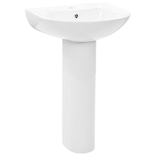 Fritstående håndvask med piedestal keramik hvid 520 x 440 x 190 mm