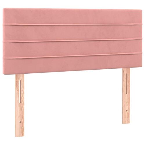 Sengegavl med LED-lys 90x5x78/88 cm fløjl lyserød
