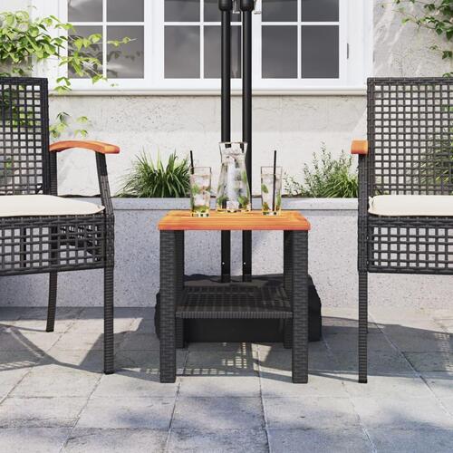 Havebord 40x40x42 cm polyrattan og akacietræ sort