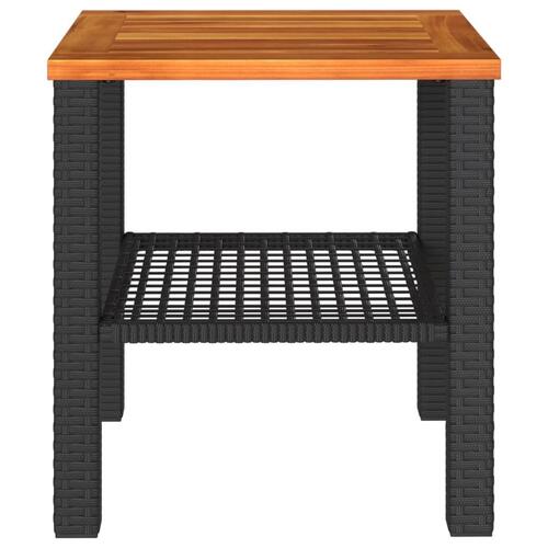 Havebord 40x40x42 cm polyrattan og akacietræ sort