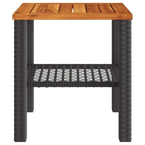 Havebord 40x40x42 cm polyrattan og akacietræ sort