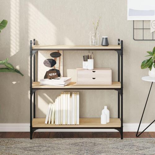Bogreol 3 hylder 80x30x86 cm konstrueret træ sonoma-eg