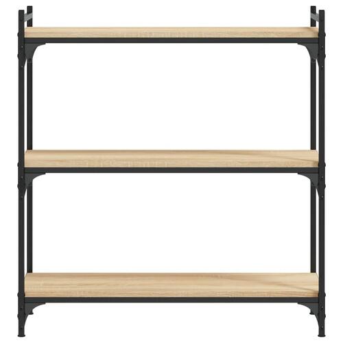 Bogreol 3 hylder 80x30x86 cm konstrueret træ sonoma-eg