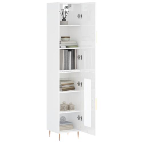 Skab 34,5x34x180 cm konstrueret træ hvid højglans