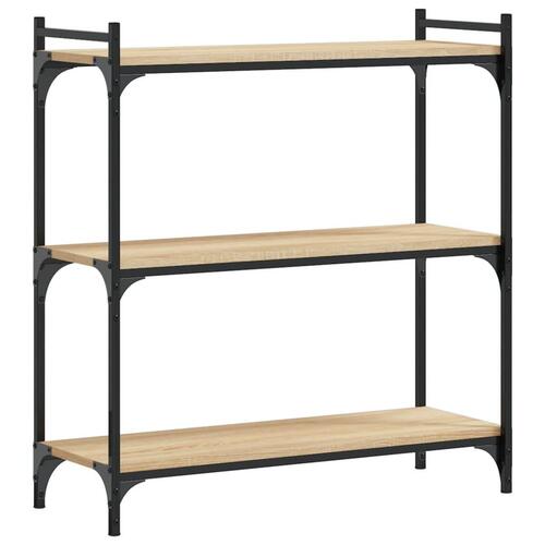 Bogreol 3 hylder 80x30x86 cm konstrueret træ sonoma-eg