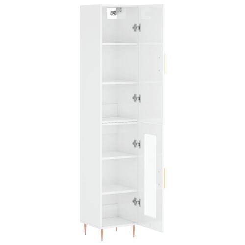 Skab 34,5x34x180 cm konstrueret træ hvid højglans