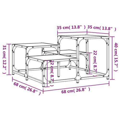 Sofabord 68x68x40 cm konstrueret træ sonoma-eg