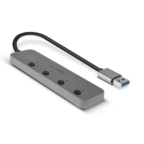 USB Hub LINDY Sort Grå (1 enheder)