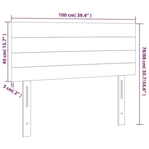 Sengegavl med LED-lys 100x5x78/88 cm fløjl lysegrå