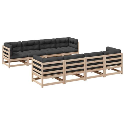 Sofasæt til haven 9 dele med hynder massivt fyrretræ