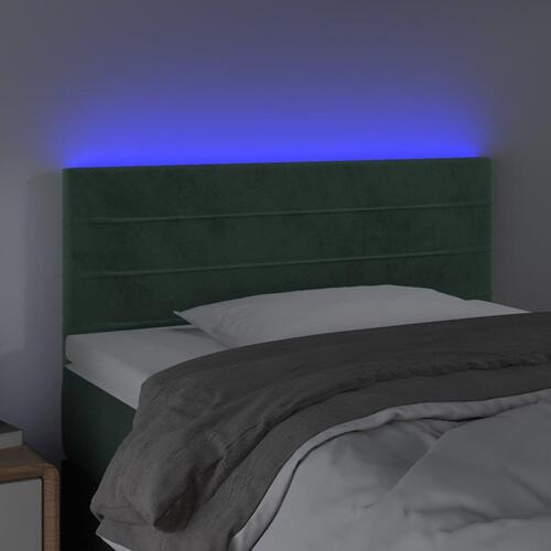 Sengegavl med LED-lys 100x5x78/88 cm fløjl mørkegrøn