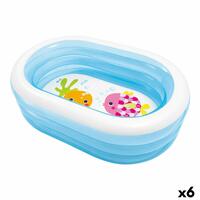 Oppustelig Pool til Børn Intex Oval Blå Hvid 230 L 163 x 46 x 107 cm (6 enheder)