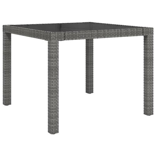 Udendørs spisebordssæt 3 dele med hynder polyrattan sort og grå