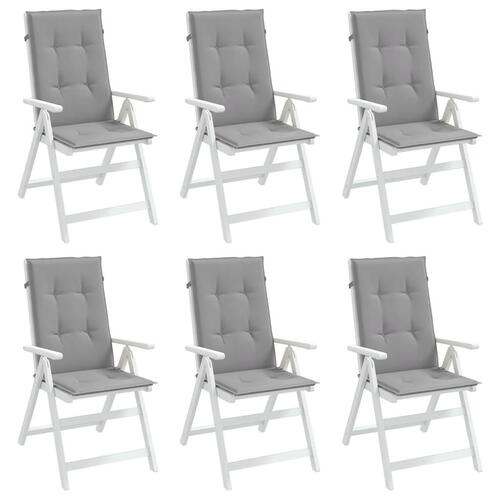 Stolehynder m. høj ryg 6 stk. 120x50x3 cm stof grå