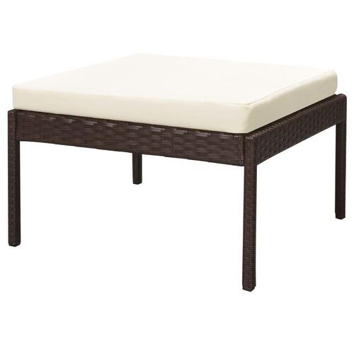 Haveloungesæt 6 dele med hynder polyrattan brun