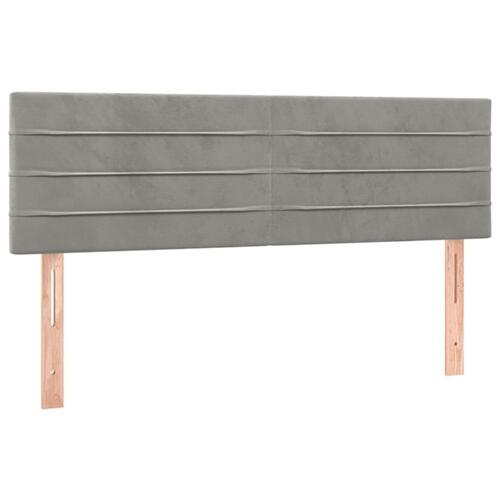 Sengegavl med LED-lys 144x5x78/88 cm fløjl lysegrå