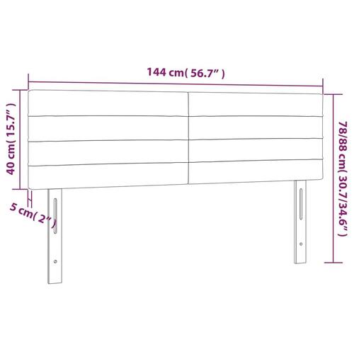 Sengegavl med LED-lys 144x5x78/88 cm fløjl lysegrå