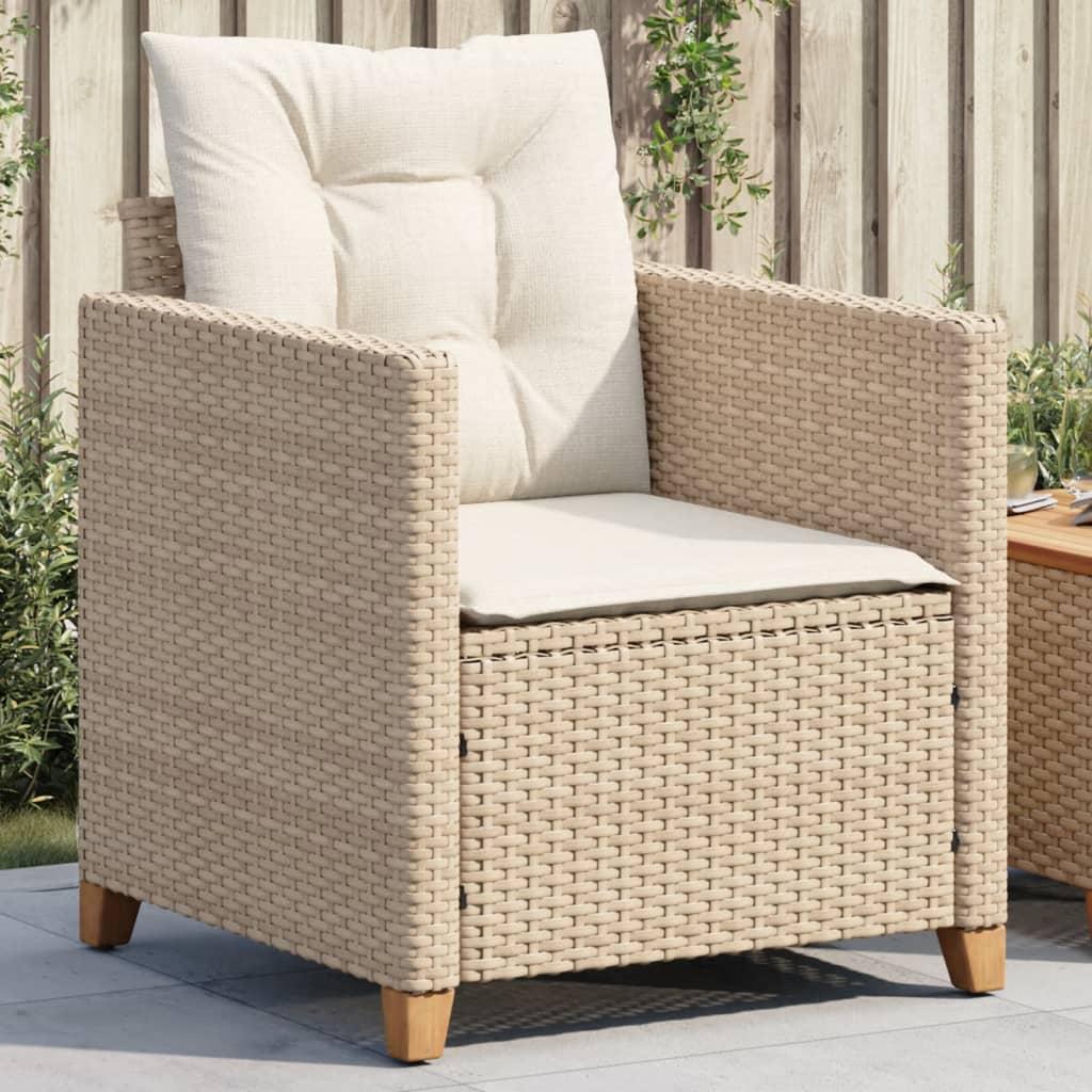 Havestole med hynder polyrattan beige
