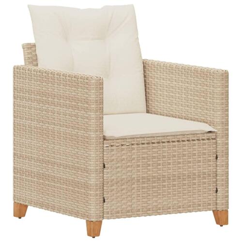 Havestole med hynder polyrattan beige