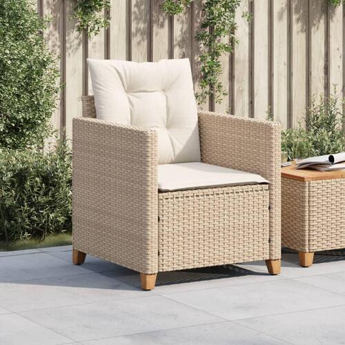 Havestole med hynder polyrattan beige