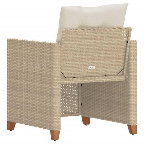 Havestole med hynder polyrattan beige