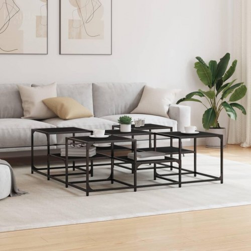 Sofabord i konstrueret træ 121 × 121 × 40 cm - sort, industrielt design