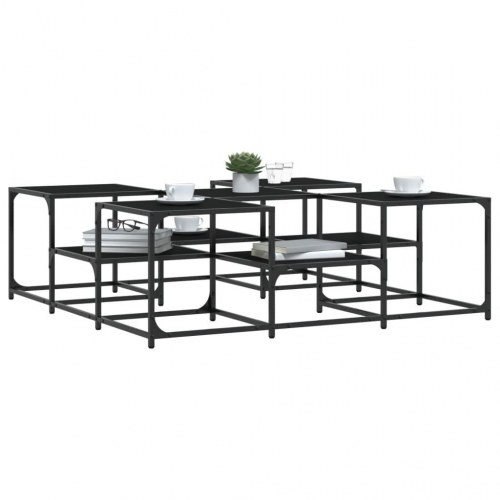 Sofabord i konstrueret træ 121 × 121 × 40 cm - sort, industrielt design