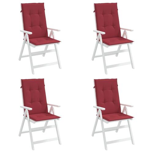 Stolehynder m. høj ryg 4 stk. 120x50x3 cm stof vinrød