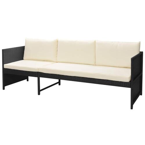 Haveloungesæt 6 dele med hynder polyrattan sort