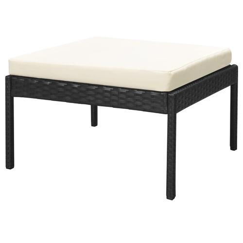 Haveloungesæt 6 dele med hynder polyrattan sort
