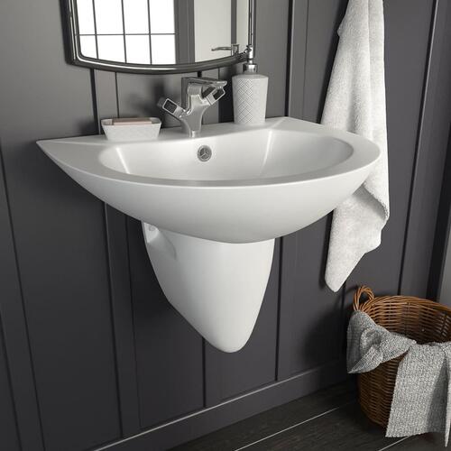 Håndvask væghængt keramik hvid 520 x 450 x 190 mm