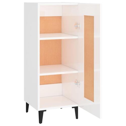 Skænk 34,5x34x90 cm konstrueret træ hvid højglans