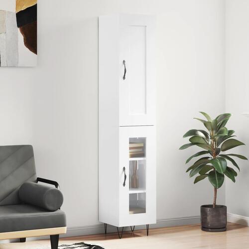 Skab 34,5x34x180 cm konstrueret træ hvid højglans